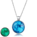 Fashion Frill Exclusive Silver Chain Moonstone Glow in the Dark Moon Round Shape Pendant