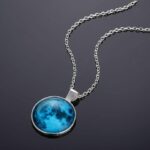 Fashion Frill Exclusive Silver Chain Moonstone Glow in the Dark Moon Round Shape Pendant