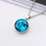 Fashion Frill Exclusive Silver Chain Moonstone Glow in the Dark Moon Round Shape Pendant