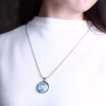 Fashion Frill Exclusive Silver Chain Moonstone Glow in the Dark Moon Round Shape Pendant