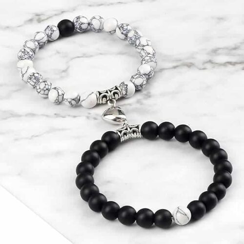 Stylish Couple Bracelets Black & White Magnet
