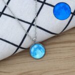 Fashion Frill Exclusive Silver Chain Moonstone Glow in the Dark Moon Round Shape Pendant