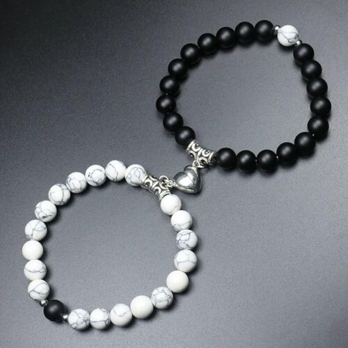 Stylish Couple Bracelets Black & White Magnet