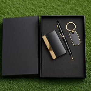Luxury Black & Gold Gift Set – Card Holder, Pen & Keychain 1 Luxury Black & Gold Gift Set – Card Holder, Pen & Keychain twindle