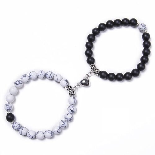 Stylish Couple Bracelets Black & White Magnet