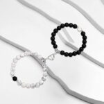 Stylish Couple Bracelets Black & White Magnet