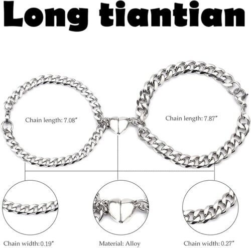 2PCS Matching Heart Bracelets for Couples Long Distance