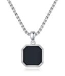 Valentine Gifting Love Square Double Sided Black Pendant Gold Round Chain Necklace | Unisex