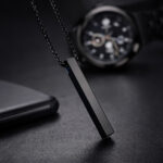 Steel Party Wear Golden Metal Square Chain Glossy Bar Pendant