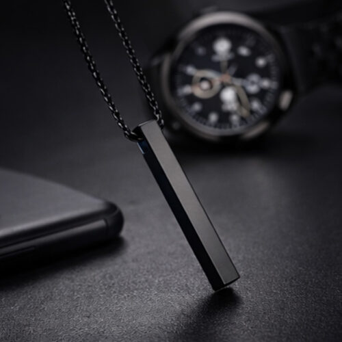 Steel Party Wear Golden Metal Square Chain Glossy Bar Pendant