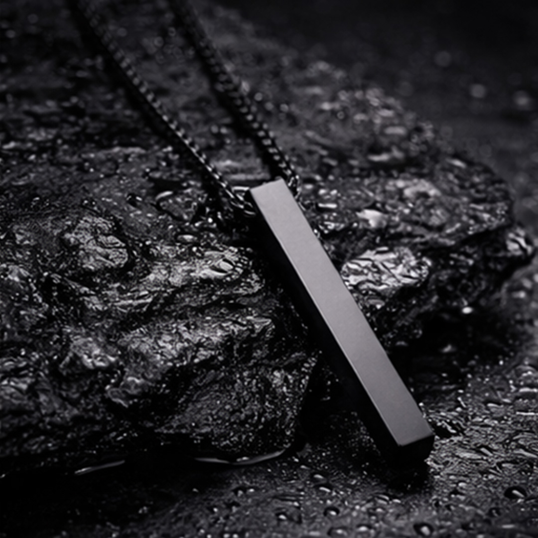 Steel Party Wear Golden Metal NAME Square Chain Glossy Bar Pendant | Twindle