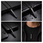 Steel Party Wear Golden Metal Square Chain Glossy Bar Pendant