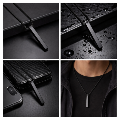 Steel Party Wear Golden Metal Square Chain Glossy Bar Pendant